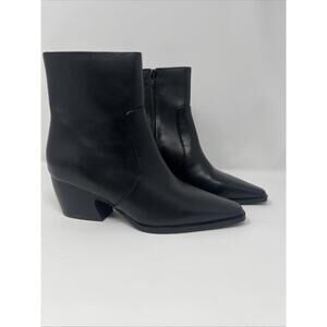 Franco Sarto Sartorial Black Leather Zip-Up Boots-S021-NWOB-Size 6